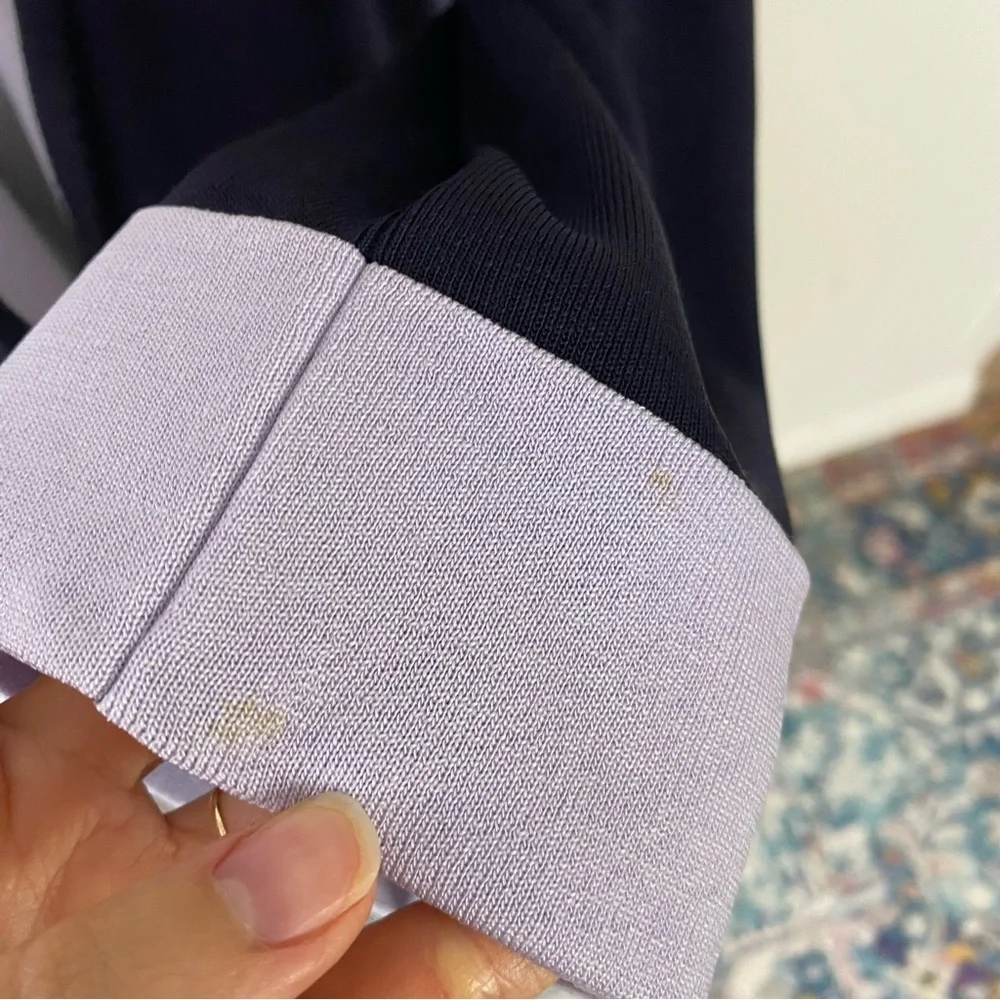 Exclusively Misook Open Cardigan Blazer Women's Navy Blue Light Purple Size S* - Picture 6 of 13